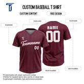 Custom Red Stripes Authentic V Neck Throwback Baseball Jersey